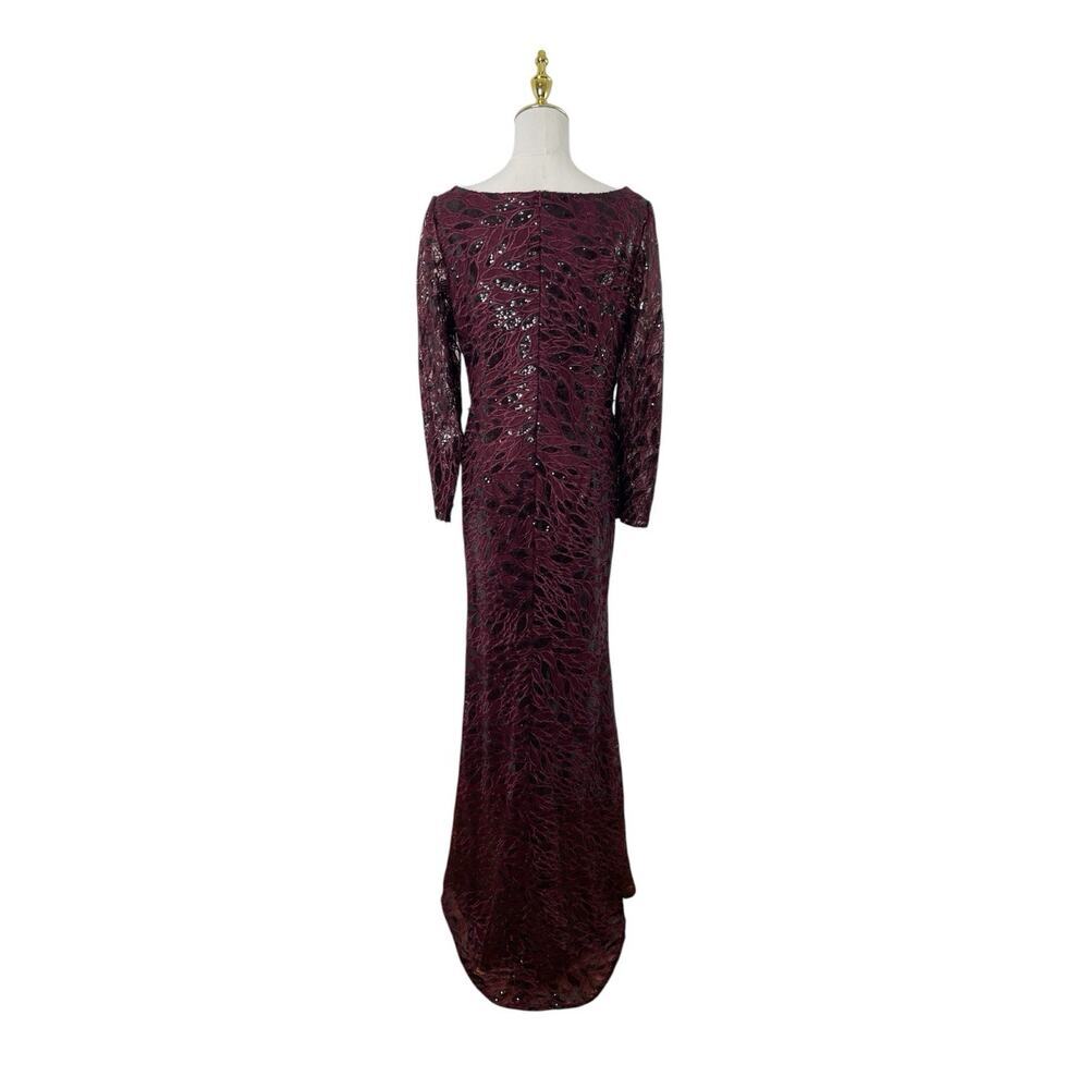 Mac Duggal 12412 Garnet Sequin Embroidered Lace Slit Gown Size 8 $698 - Picture 6 of 7